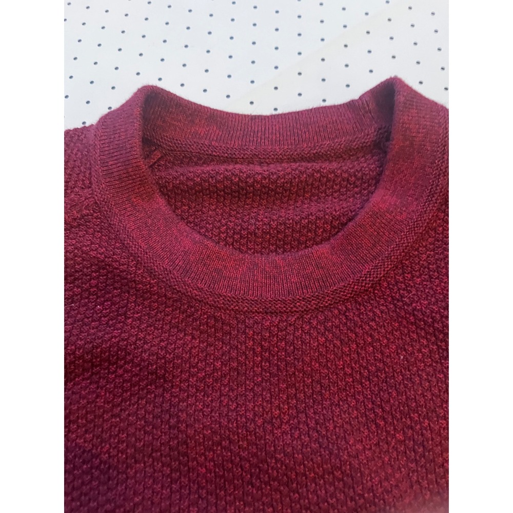 Lululemon Textured Crewneck Sweater Mens XL Burgundy Cotton Blend Raglan Knit - Picture 4 of 9